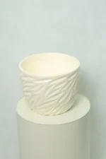 گلدان سرامیک برگی سایز بزرگ رنگ سفید(داستر)