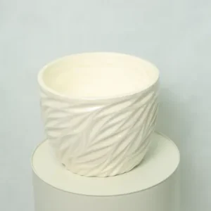 گلدان سرامیک برگی سایز بزرگ رنگ سفید(داستر)