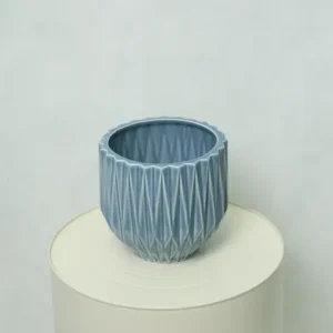 گلدان خطی عمودی سرامیک سایز کوچک، رنگ سرمه ای